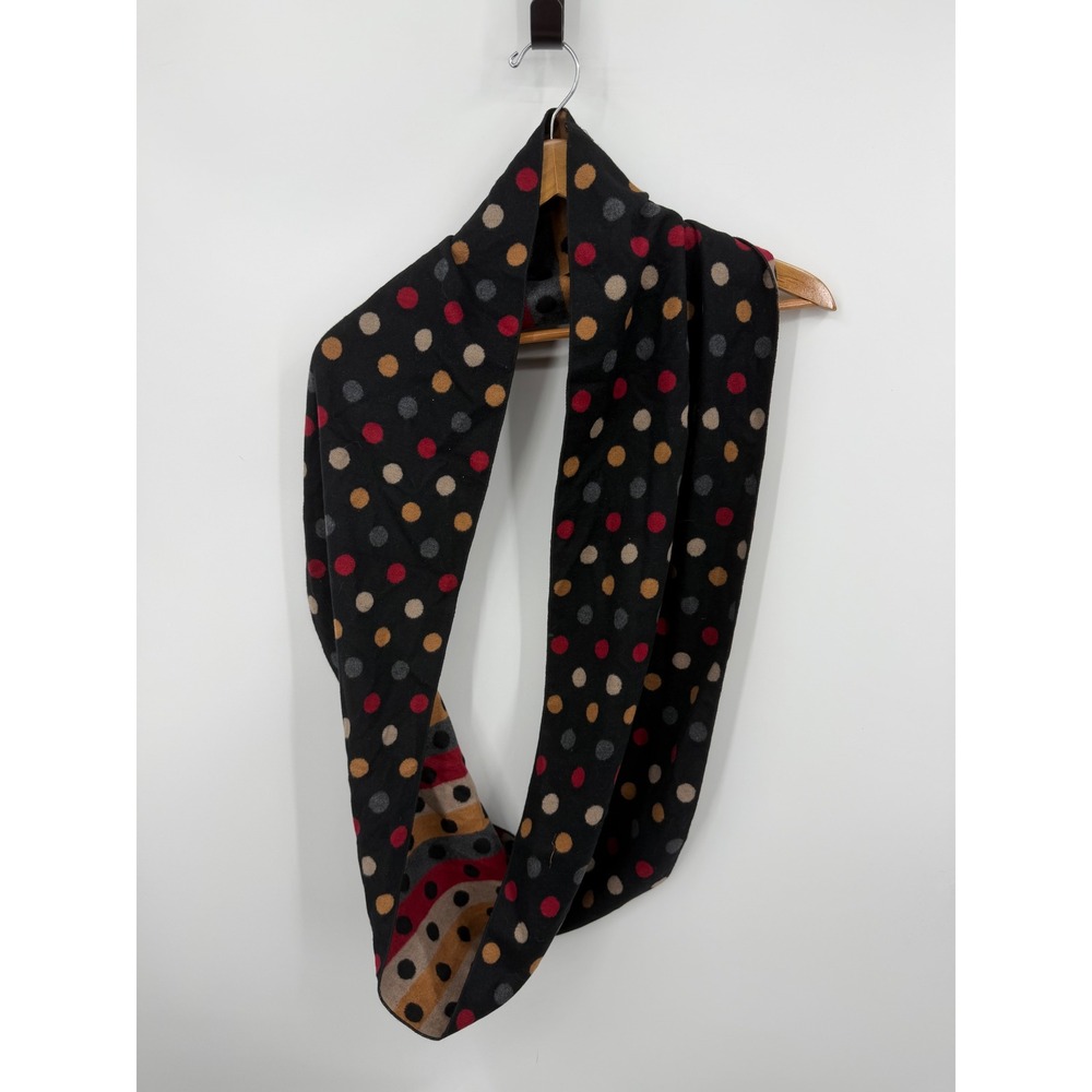 Chelsey by Joseph Polka Dot Infinity Scarf Womens OS Black Red Silk Reversible